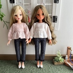 ペプラムトップスとパンツのセットアップ ホワイト 復刻版初代リカちゃんサイズ