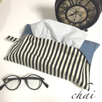 ◇再販◇シンプルな2way ストライプ ボーダー×デニムのティッシュボックスカバー◇