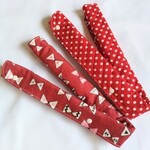 お名前タグつき ずれが気にならない♡ 超ロング 水筒ベルトカバー 【ちょうちょリボン／ドット】赤