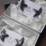 star☆* 大人の星アクセサリー / ピアス or イヤリング / black × clear 