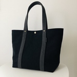 帆布トートバッグ　L plus　ブラック×チャコール　倉敷帆布・バイオウォッシュ加工帆布　A4　大きめ　肩掛け