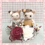 〜♡おしゃれ猫さん♡〜 羊毛フェルト　置物　造花アレンジ　このまま飾れます　