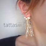 [再々…販]再登場！オパールピアス×コットンパールチャーム×フリンジキャッチｇ