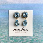 clear blue drop pierce/ earring