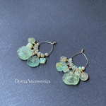 ローマングラスとプレシャスオパールのピアス