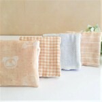 B＊the first present to baby*オーガニックコットンガーゼハンカチ4set*パンダ*チェック*ストライプ*ドビー織り*organic cotton*コンパクト*ポケット