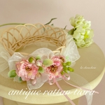 antiqueラタンティアラ(ピンク)♡花冠♡クラウン♡ベビー♡キッズ♡犬♡猫♡ペット♡バースデー♡誕生日♡ハーフバースデー♡北欧♡ナチュラル♡撮影用♡プレゼント