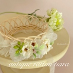 antiqueラタンティアラ(ホワイト)♡花冠♡クラウン♡ベビー♡キッズ♡犬♡猫♡ペット♡バースデー♡誕生日♡ハーフバースデー♡北欧♡ナチュラル♡撮影用♡プレゼント