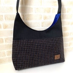 【送料無料】切り替えワンショルダーバッグ☆チェック&ブラックデニム