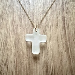 14kgf ／シーグラスのcrossネックレス_white