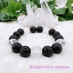 龍珠ブレスレット★オニキス×水晶【成功＆出世】＜12ｍｍ・16.5ｃｍ＞天然石・パワーストーン／mbl-3