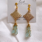 sea glass Blue  イヤリング