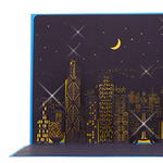 ポップアップグリーティングカード　香港の夜景　ブルー