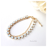 ＊夏を待ちわびて＊swarovski white opal&beauty chain double bracelet