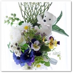 クマとお花の縦型スワッグ