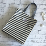 ラミネートトートバッグ　ストライプ　(ダークネイビー× オフホワイト)