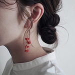 antique flower Ⅴ from ドイツ　⁂　花　小ぶり　赤　アンティーク　ピアス【9/3(日)18:00再販開始】