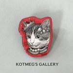 猫 王様 ブローチ　オリジナル イラスト ねこ ネコ アメリカンショートヘア アメショ