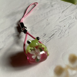 手作りとんぼ玉　カエルちゃんストラップ