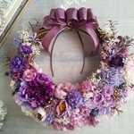 【特別価格】Lune Bonheur＜Élégance＞＊ハーフムーンリース＊プリザーブドフラワー＊秋リース＊お花＊ギフト＊結婚祝い＊新築祝い＊お誕生日祝い＊両親贈呈品＊敬老の日＊古希祝い