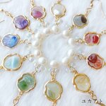 天然石さざれの不規則モチーフピアスorイヤリング