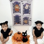 くま　ハロウィン　タペストリー「ハロウィンアパート」　B2（紐&棒付き）