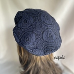 🌟capella🌟 コード刺繍レース　黒のベレー帽　シックがお好きな方へ　