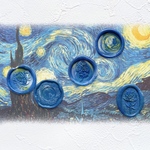 〈 現品限り 〉シーリングスタンプ シール 【 ゴッホ 星月夜 5枚 set 】 シーリングワックス / シーリング / 結婚式 / 招待状 / 席札 / シール / コラージュ素材 / ラッピング 