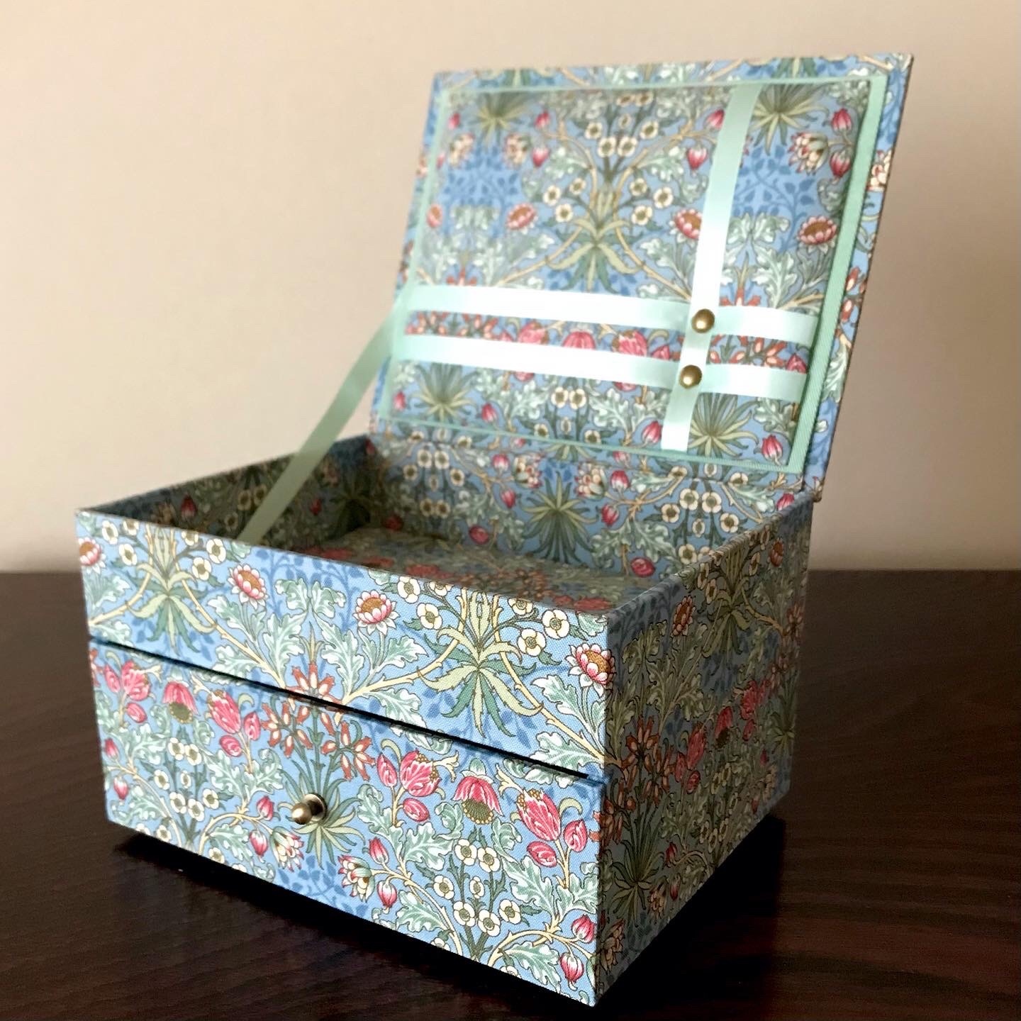 アンティークカルトナージュ　引き出し付BOX オーダー】引出し付きの道具箱アクセサリーボックス収納