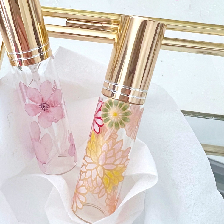 イエローガラス 蓋付き容器 花模様 ガラスキャニスター 耐熱ガラス レトロ｜ツートンガラス