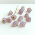 12個・6×8ｍｍ・ミルキーアメジスト・チェコビーズ・ベルフラワー・220819