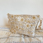インド刺繍リボンのショルダーバッグ　ヌーディーベージュ