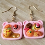 ミニチュア くまちゃんのお子様ランチ ピアス