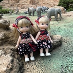 024ミキちゃんマキちゃん　ハンドメイド  服　アフリカファブリック　ワンピース　ドット　