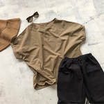 ［晩夏SALE］コットン100％中薄　ブラウス半袖 