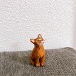 ミニチュア　猫　アビシニアン　粘土　置物　フィギュア　