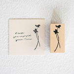 すみれの押し花 - Dried flowers of violets with branches - [ラバースタンプ(樺台木)] 