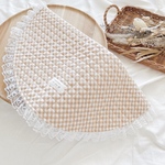 【リバーシブル サークルカフェマット】⑅⃛ beige🤎ギンガムチェック×レース (全4色)淡色 韓国 ナチュラル好きさんに♡