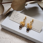 "Smokyquartz×dravite.."サージカルステンレス ドラバイト スモーキークォーツ ピアス☽ 