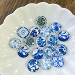 【青花柄ガラスカボション１０個セット】