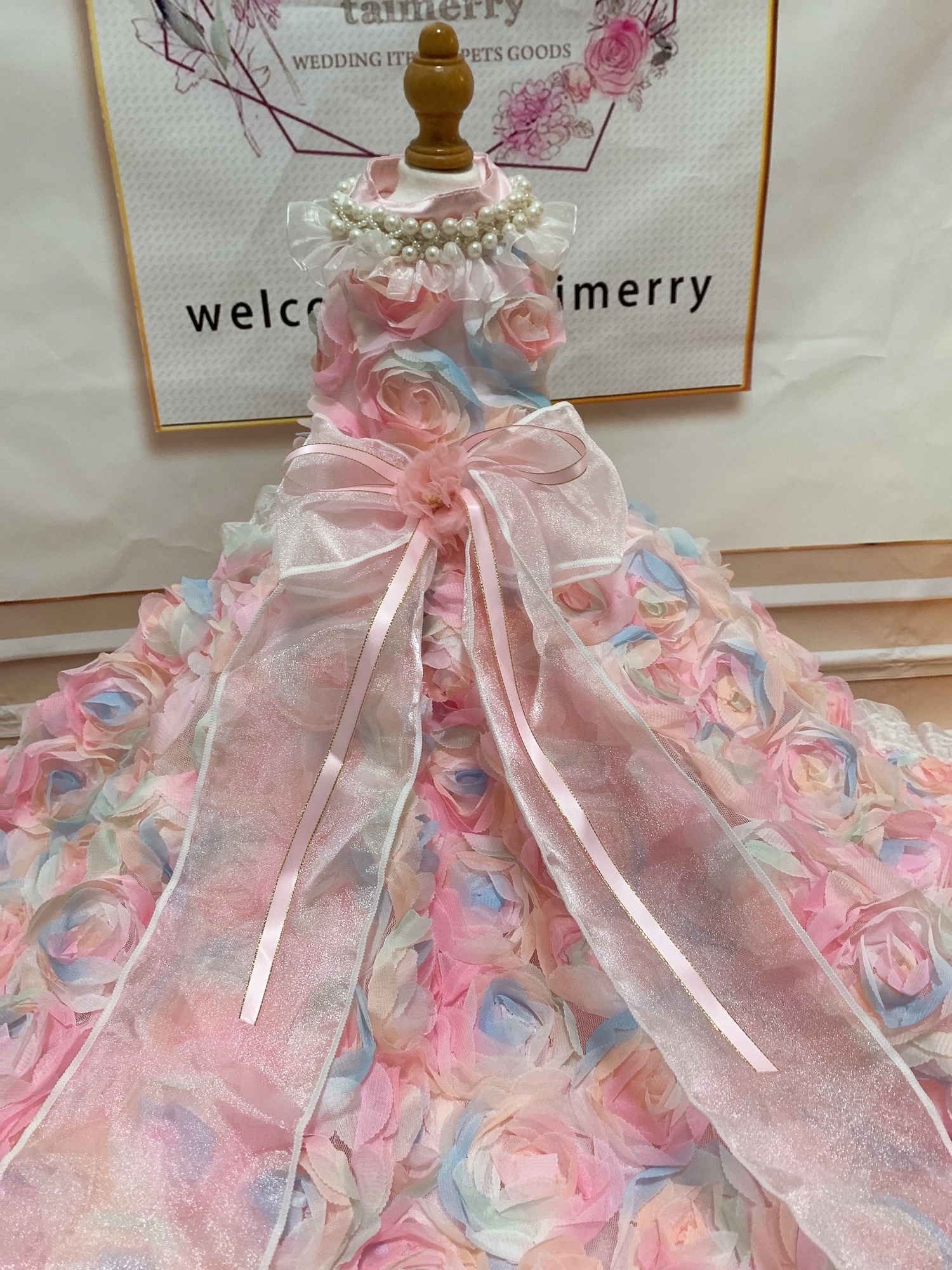 犬猫うさちゃん服 🌹バラに包まれたロング丈ドレス - TAIMERRY'S
