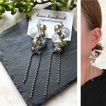 【再販 他カラーあり】シルバー ゴールド バイカラー メタル クリア 鈴丸 じゃらじゃら ハンドメイド ピアス イヤリング 
