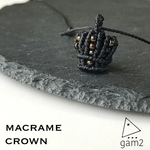 マクラメ クラウン ペンダント ネックレス ワックスコード （ブラック）
