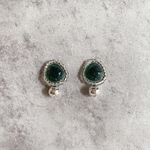 ビジュー風ピアス小(グリーン)