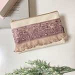 インド刺繍リボンとフリルのポーチ　#minne_new