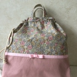 大きめ体操着入れお着替え袋　花柄　