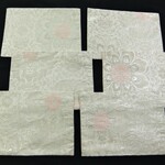 【(16)1362】30×21cm正絹/6枚組ティーマット/銀糸花・花瓶敷/帯リメイク