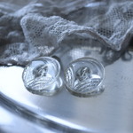 フランス 22.6㎜ アンティークガラスボタン A1160 クリア