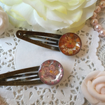 【送料無料】暖色レジンのパッチンどめ＊2個セット