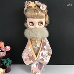 No.284 1/6サイズドール振袖　鬼しぼちりめん　辻が花